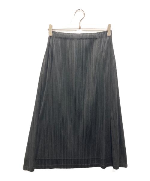 PLEATS PLEASE（プリーツプリーズ）PLEATS PLEASE (プリーツプリーズ) 2トーン プリーツ フレアスカート ブラック×グレー サイズ:3の古着・服飾アイテム