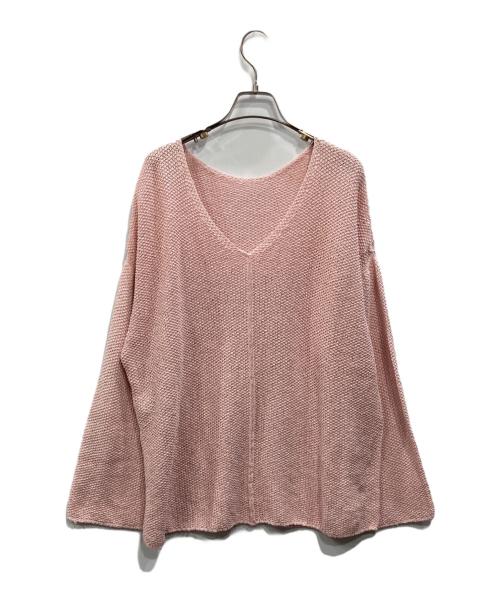 Spick and Span（スピック＆スパン）Spick and Span (スピック＆スパン) カノコ編みペーパーヤーン2WAYルーズニット ピンク サイズ:Fの古着・服飾アイテム