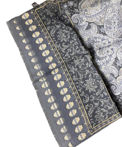 ETRO（エトロ）ETRO (エトロ) シルク混総柄ストール グレーの古着・服飾アイテム