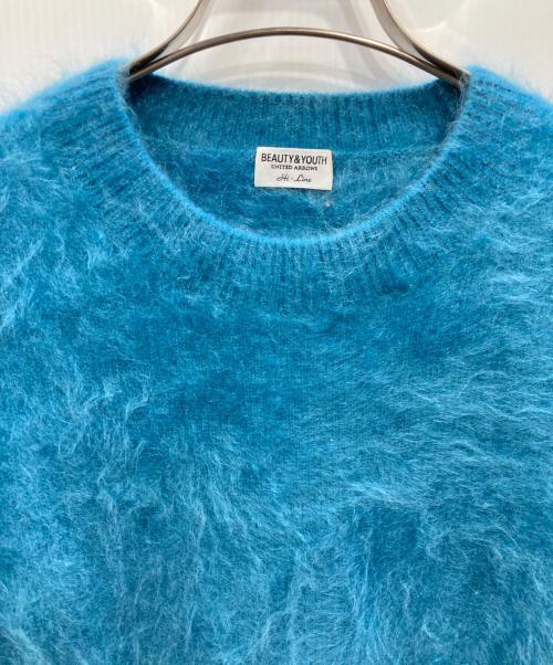 BEAUTY&YOUTH（ビューティーアンドユース）BEAUTY&YOUTH (ビューティーアンドユース) HI-LINE カシミヤファー クルーネック ニット ブルー サイズ:Lの古着・服飾アイテム