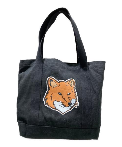 maison kitsune（メゾンキツネ）MAISON KITSUNE (メゾンキツネ) フォックスヘッドトートバッグ ブラックの古着・服飾アイテム