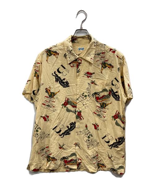 Schott（ショット）Schott (ショット) HAWAIIAN SHIRT TATTOO(ハワイアン・シャツ・タトゥー) イエロー サイズ:XLの古着・服飾アイテム