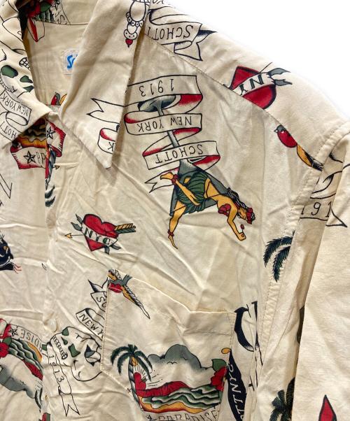 Schott（ショット）Schott (ショット) HAWAIIAN SHIRT TATTOO(ハワイアン・シャツ・タトゥー) イエロー サイズ:XLの古着・服飾アイテム