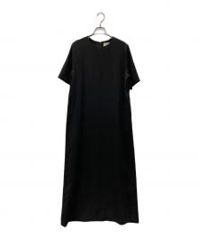 UNITED ARROWS（ユナイテッドアローズ）の古着「Drapy ショートスリーブ ワンピース ‐ウォッシャブル‐」｜ブラック