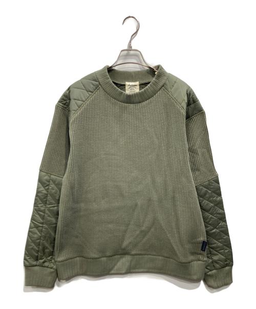 JACKMAN（ジャックマン）jackman (ジャックマン) LAVENHAM (ラベンハム) キルトパッチ ワッフルトレーナー オリーブ サイズ:XLの古着・服飾アイテム