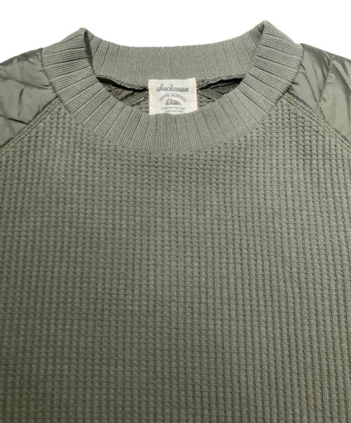 JACKMAN（ジャックマン）jackman (ジャックマン) LAVENHAM (ラベンハム) キルトパッチ ワッフルトレーナー オリーブ サイズ:XLの古着・服飾アイテム
