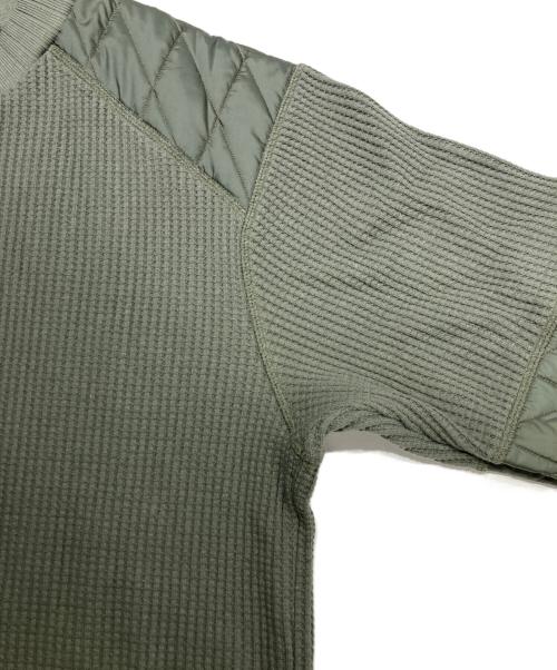 JACKMAN（ジャックマン）jackman (ジャックマン) LAVENHAM (ラベンハム) キルトパッチ ワッフルトレーナー オリーブ サイズ:XLの古着・服飾アイテム