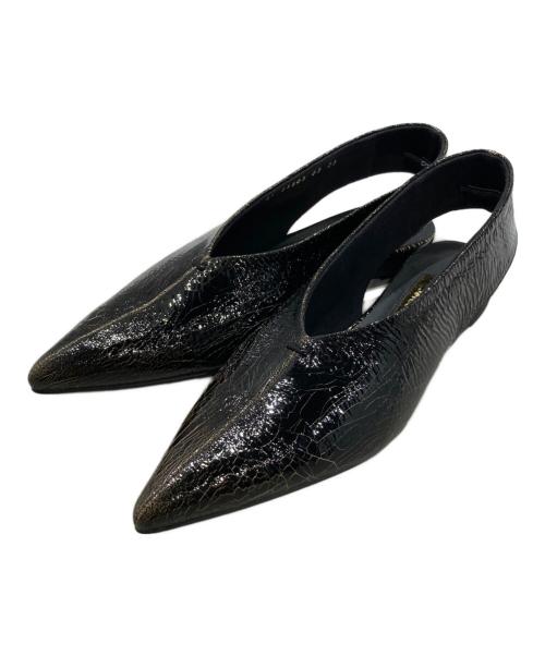 Le Talon GRISE（ル タロン グリーズ）Le Talon GRISE (ル タロン グリーズ) LEATHER POINTED SLING BACK ブラック サイズ:SIZE 23の古着・服飾アイテム
