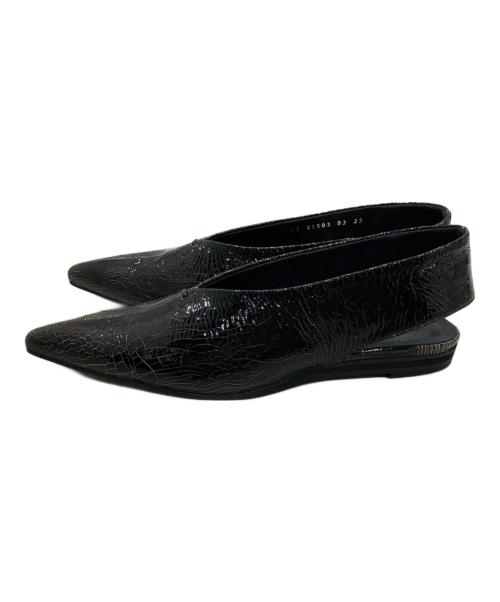 Le Talon GRISE（ル タロン グリーズ）Le Talon GRISE (ル タロン グリーズ) LEATHER POINTED SLING BACK ブラック サイズ:SIZE 23の古着・服飾アイテム