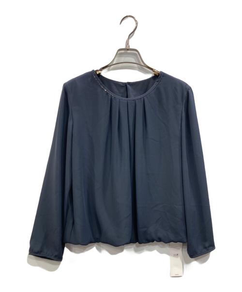 23区（ニジュウサンク）23区 (ニジュウサンク) シルキーデシン ブラウス ネイビー サイズ:38の古着・服飾アイテム
