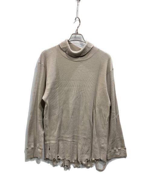 ANCELLM（アンセルム）ANCELLM (アンセルム) DAMAGE WAFFLE HI-NECK LS T-SHIRT ベージュ サイズ:2の古着・服飾アイテム