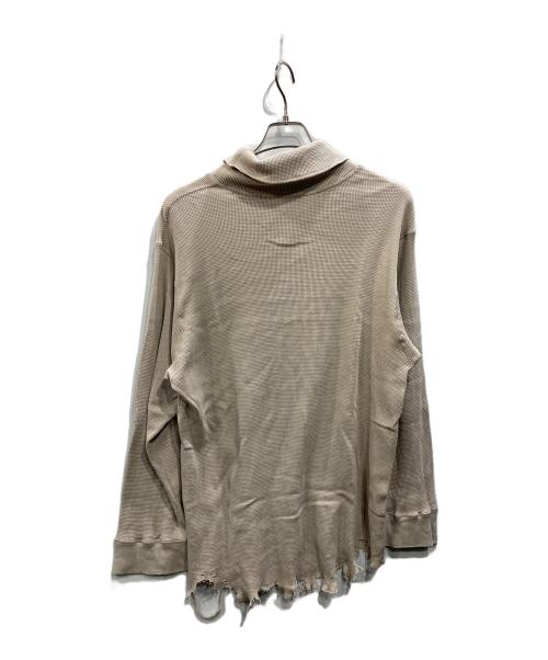 ANCELLM（アンセルム）ANCELLM (アンセルム) DAMAGE WAFFLE HI-NECK LS T-SHIRT ベージュ サイズ:2の古着・服飾アイテム
