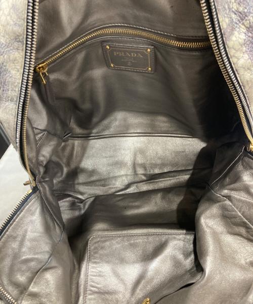 PRADA（プラダ）PRADA (プラダ) レース柄ハンドバッグ グレーの古着・服飾アイテム