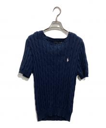 POLO RALPH LAUREN（ポロ・ラルフローレン）の古着「ショートスリーブ ケーブルニット」｜ネイビー