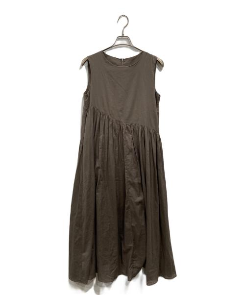 CLOCHE（クロシェ）CLOCHE (クロシェ) onnellinen 綿ローンノースリーブワンピース ブラウン サイズ:SIZE 02の古着・服飾アイテム