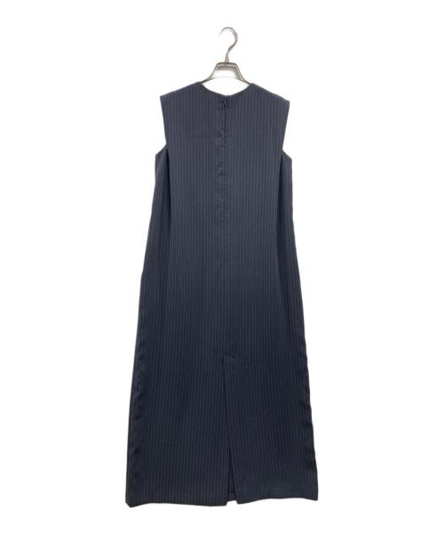 UNITED ARROWS（ユナイテッドアローズ）UNITED ARROWS (ユナイテッドアローズ) Drapy タック ノースリーブ ストライプ ワンピース ‐ウォッシャブル‐ ネイビー サイズ:38の古着・服飾アイテム