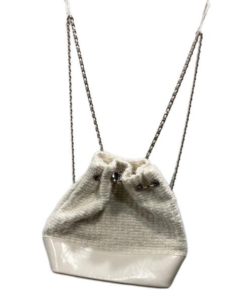 the Barnnet（ザ バーネット）The Barnnet (ザ バーネット) Tweed Drawstring Chain Backpack ホワイトの古着・服飾アイテム