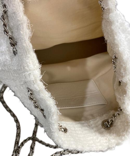 the Barnnet（ザ バーネット）The Barnnet (ザ バーネット) Tweed Drawstring Chain Backpack ホワイトの古着・服飾アイテム