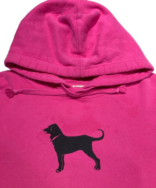 Black dog（ブラックドッグ）Black dog (ブラックドッグ) ドッグプリントフーディ ピンク サイズ:largeの古着・服飾アイテム