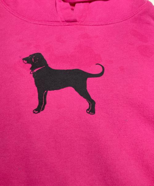 Black dog（ブラックドッグ）Black dog (ブラックドッグ) ドッグプリントフーディ ピンク サイズ:largeの古着・服飾アイテム