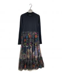 Desigual（デシグアル）の古着「カットアウト コンビネーション ミディワンピース」｜ブラック