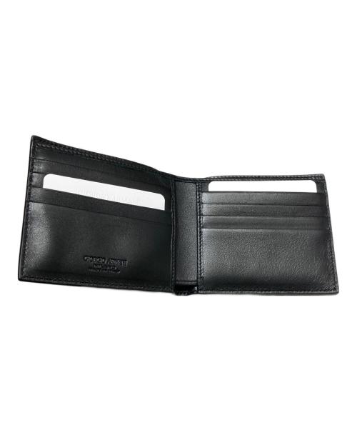 GIORGIO ARMANI（ジョルジオアルマーニ）GIORGIO ARMANI (ジョルジオアルマーニ) ナッパ―レザー二つ折り財布 ブラックの古着・服飾アイテム
