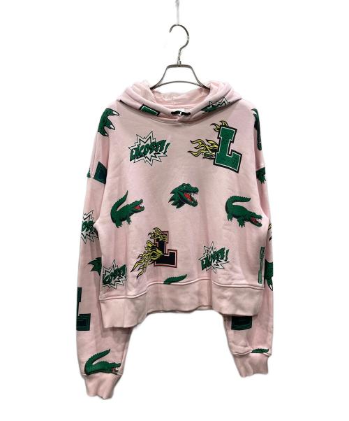 LACOSTE（ラコステ）LACOSTE (ラコステ) オールオーバーシーズナルグラフィックプリントフードスウェット ピンク サイズ:34の古着・服飾アイテム