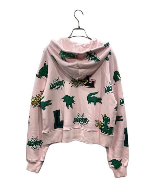 LACOSTE（ラコステ）LACOSTE (ラコステ) オールオーバーシーズナルグラフィックプリントフードスウェット ピンク サイズ:34の古着・服飾アイテム