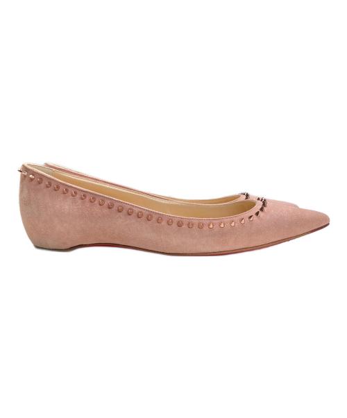 Christian Louboutin（クリスチャン・ルブタン）Christian Louboutin (クリスチャン・ルブタン) ANJALINA FLAT VEAU VELOURS ピンク サイズ:37の古着・服飾アイテム
