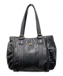 ANNA SUI（アナスイ）の古着「バタフライチャームレザートートバッグ」｜ブラック