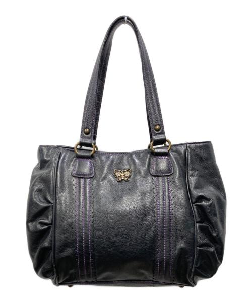 ANNA SUI（アナスイ）ANNA SUI (アナスイ) バタフライチャームレザートートバッグ ブラックの古着・服飾アイテム