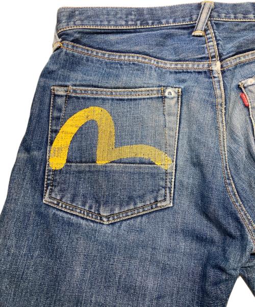 EVISU（エヴィス）EVISU (エヴィス) ダブルカモメ デニムパンツ インディゴ×イエロー サイズ:SIZE 31の古着・服飾アイテム