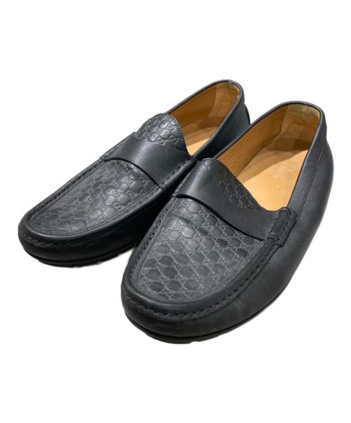 GUCCI（グッチ）GUCCI (グッチ) マイクログッチシマ ドライビングシューズ ブラック サイズ:9の古着・服飾アイテム