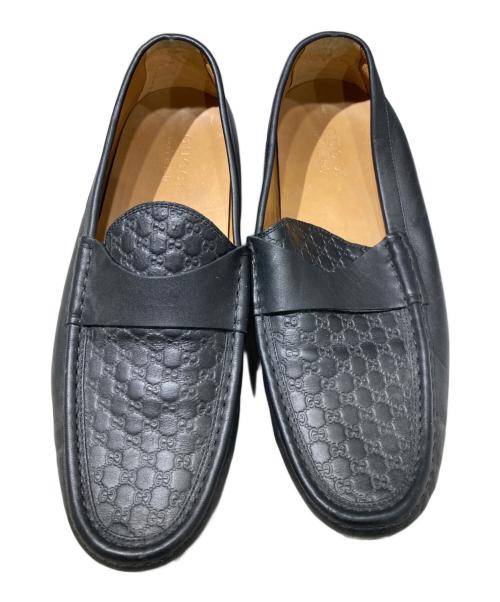 GUCCI（グッチ）GUCCI (グッチ) マイクログッチシマ ドライビングシューズ ブラック サイズ:9の古着・服飾アイテム