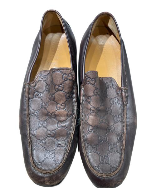 GUCCI（グッチ）GUCCI (グッチ) GG ローファー ブラウン サイズ:101/2の古着・服飾アイテム