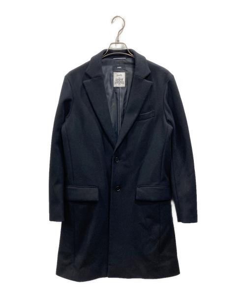 SHIPS（シップス）SHIPS (シップス) HAMILTON LAMBSWOOL メルトン ロング チェスターコート ブラック サイズ:Lの古着・服飾アイテム