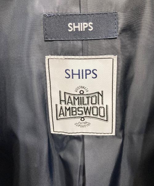 SHIPS（シップス）SHIPS (シップス) HAMILTON LAMBSWOOL メルトン ロング チェスターコート ブラック サイズ:Lの古着・服飾アイテム