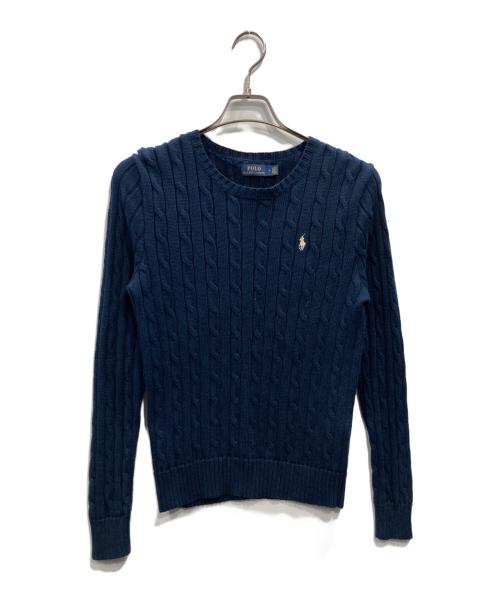 POLO RALPH LAUREN（ポロ・ラルフローレン）POLO RALPH LAUREN (ポロ・ラルフローレン) コットンケーブルニット ネイビー サイズ:Mの古着・服飾アイテム