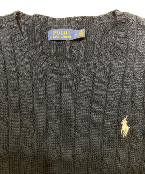 POLO RALPH LAUREN（ポロ・ラルフローレン）POLO RALPH LAUREN (ポロ・ラルフローレン) コットンケーブルニット ネイビー サイズ:Mの古着・服飾アイテム