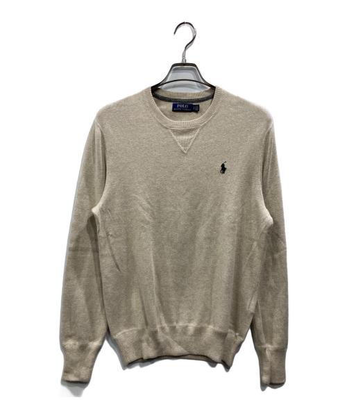 POLO RALPH LAUREN（ポロ・ラルフローレン）POLO RALPH LAUREN (ポロ・ラルフローレン) コットンクルーネックニット ベージュ サイズ:Sの古着・服飾アイテム