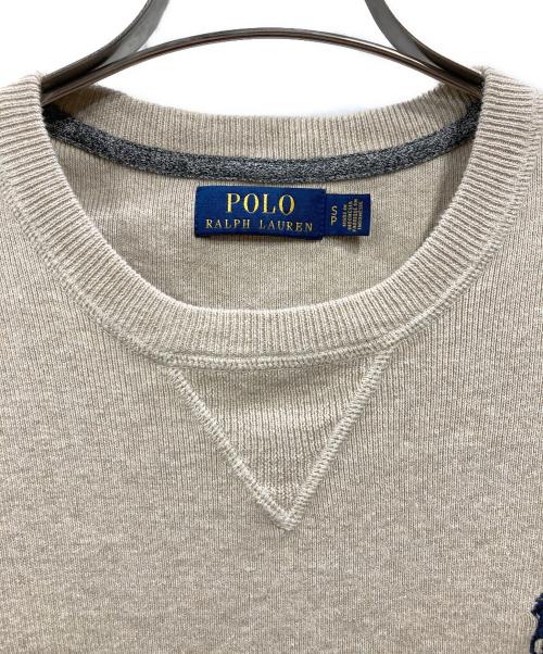 POLO RALPH LAUREN（ポロ・ラルフローレン）POLO RALPH LAUREN (ポロ・ラルフローレン) コットンクルーネックニット ベージュ サイズ:Sの古着・服飾アイテム