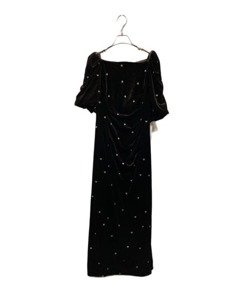 et. UNiVER（エト・ユニヴェール）et. UNiVER (エト・ユニヴェール) Sweetheart velour dress ブラウン サイズ:Mの古着・服飾アイテム