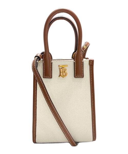BURBERRY（バーバリー）BURBERRY (バーバリー) マイクロ フランシストート LS TB PHONE TOTE アイボリー×ブラウンの古着・服飾アイテム