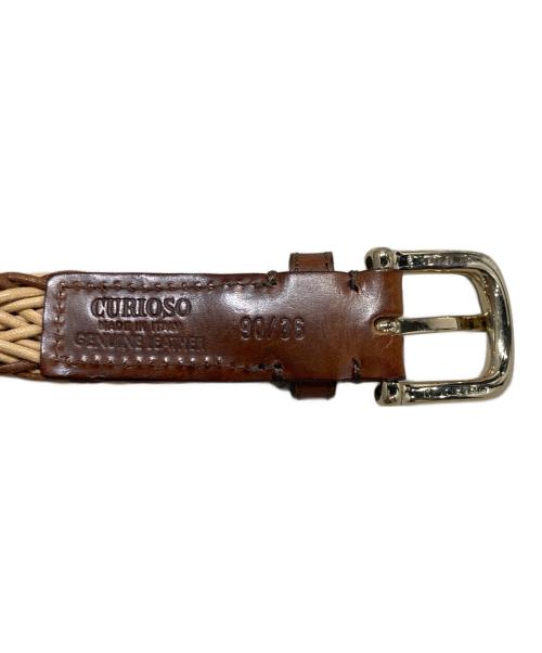 CURIOSO（クリオーゾ）CURIOSO (クリオーゾ) レザーメッシュベルト ブラウン サイズ:90/36の古着・服飾アイテム