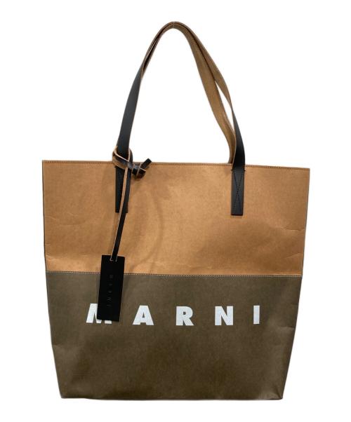 MARNI（マルニ）MARNI (マルニ) ロゴプリントシッピングバッグ カーキの古着・服飾アイテム