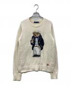 POLO RALPH LAURENポロ・ラルフローレン）の古着「ポロベアコットンクルーネックニット」｜アイボリー