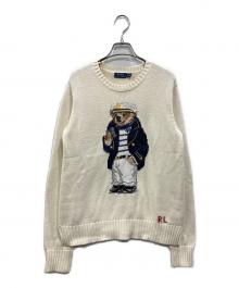 POLO RALPH LAUREN（ポロ・ラルフローレン）の古着「ポロベアコットンクルーネックニット」｜アイボリー