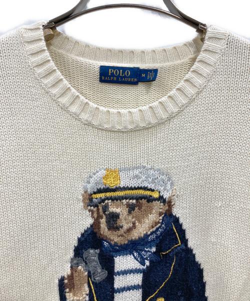POLO RALPH LAUREN（ポロ・ラルフローレン）POLO RALPH LAUREN (ポロ・ラルフローレン) ポロベアコットンクルーネックニット アイボリー サイズ:Mの古着・服飾アイテム
