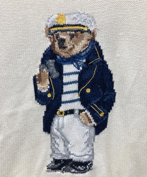 POLO RALPH LAUREN（ポロ・ラルフローレン）POLO RALPH LAUREN (ポロ・ラルフローレン) ポロベアコットンクルーネックニット アイボリー サイズ:Mの古着・服飾アイテム