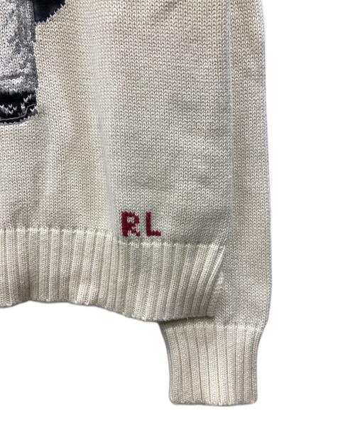 POLO RALPH LAUREN（ポロ・ラルフローレン）POLO RALPH LAUREN (ポロ・ラルフローレン) ポロベアコットンクルーネックニット アイボリー サイズ:Mの古着・服飾アイテム